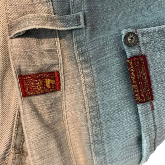 7 SEVEN FOR ALL MANKIND Low Rise Bootcut Jeans Gray Distress Fade Wash 32 - Picture 5 of 9